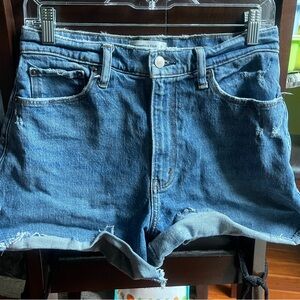 Abercrombie & Fitch Blue Jean Shorts High-Waisted Frayed Hem